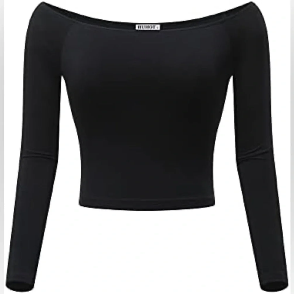 Elegant Black Off-Shoulder Cropped Women's Top XS Super Soft Modal - Picture 3 of 8